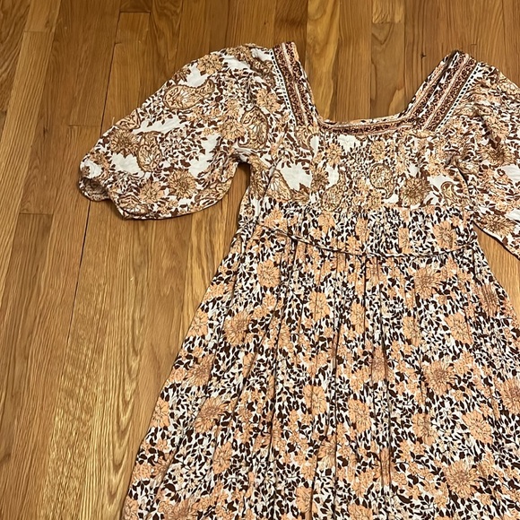 Orange Rust Floral Boho Peasant Flowy Dress‎ large - Picture 12 of 13